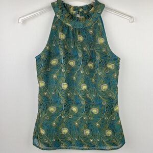 Liberty Of London For Target Halter Top Women XS Peacock Victorian High Neck